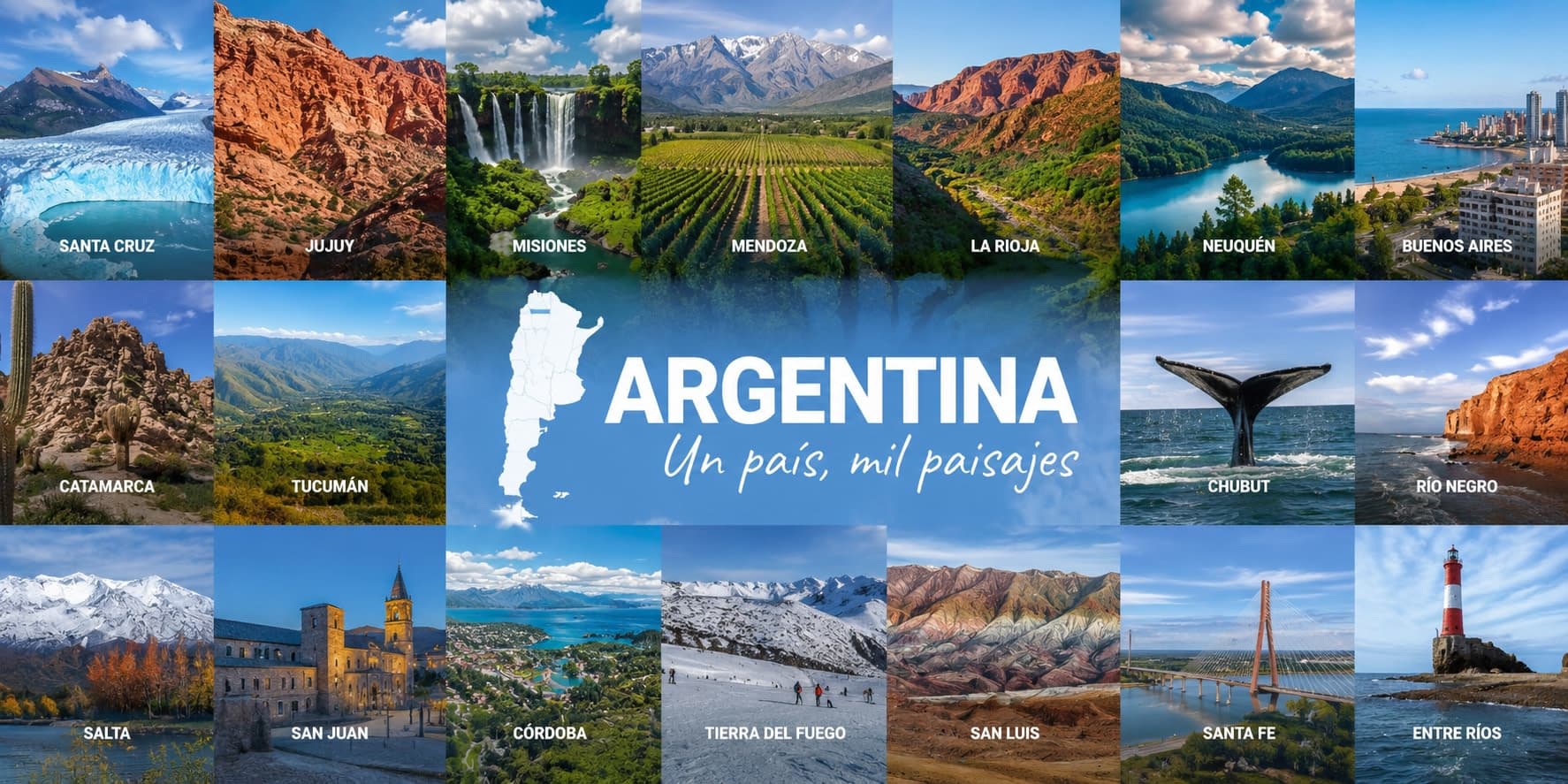 Collage de paisajes de las provincias argentinas